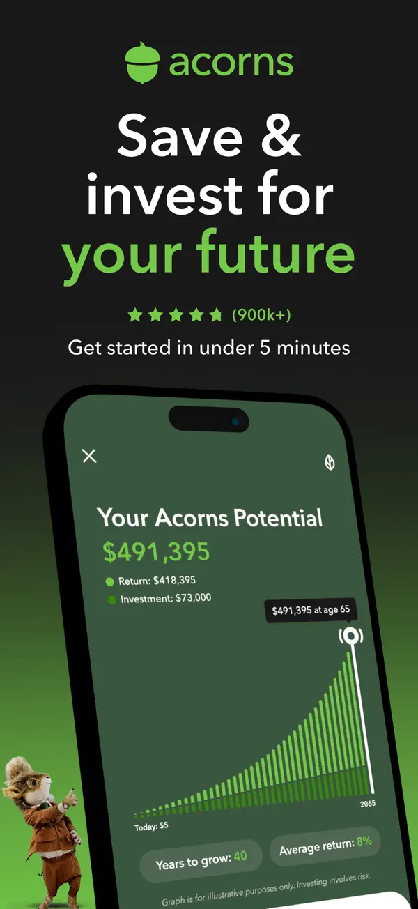 Acorns App Store image of a projection chart
