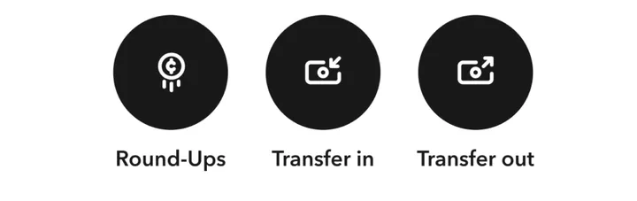 Acorns Round-Ups, Transfer in and Transfer out buttons