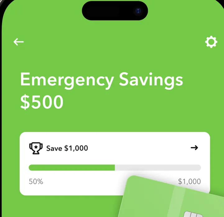Acorns Emergency Savings with a Save $1,000 goal