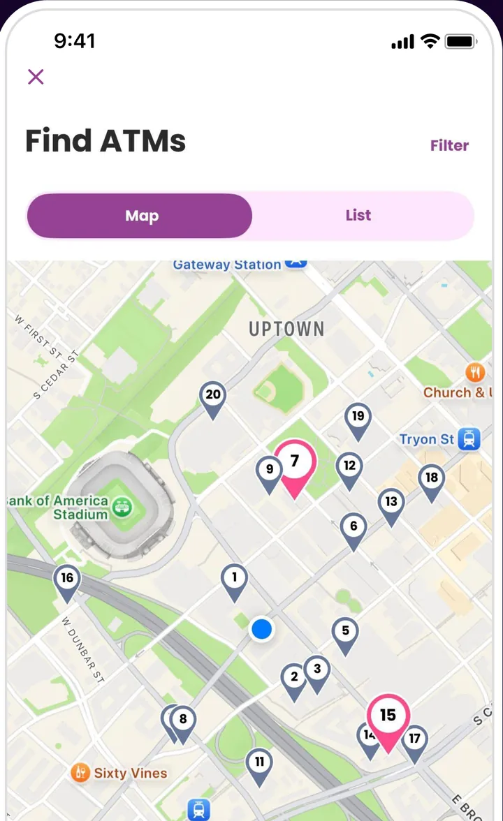 Ally Find ATMs map