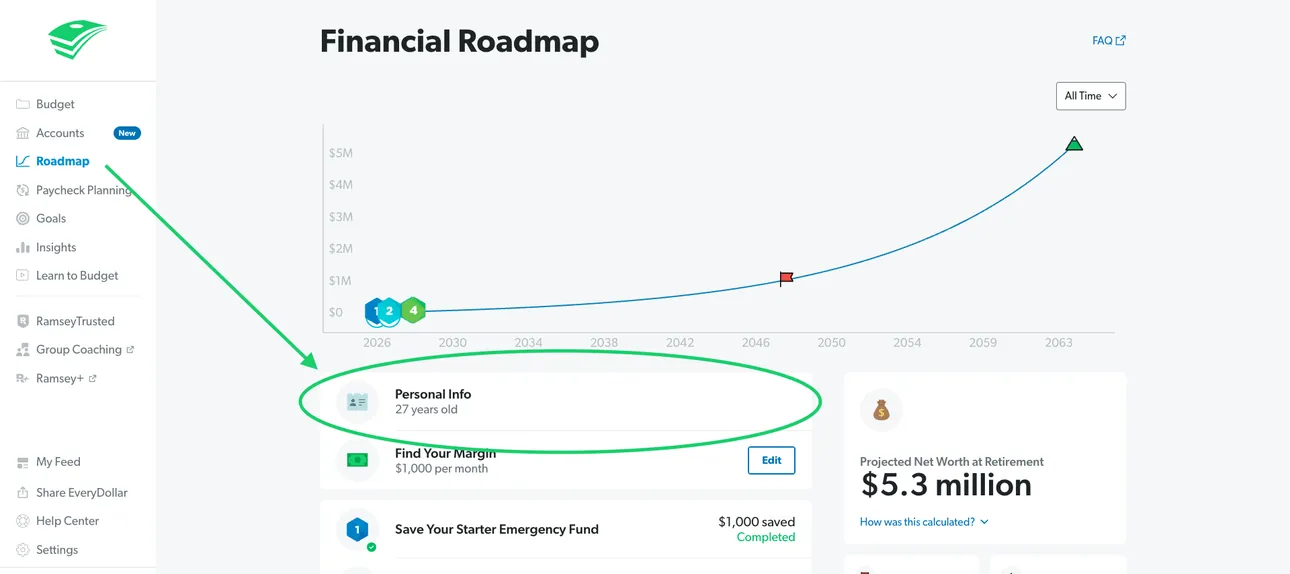 EveryDollar web Financial Roadmap