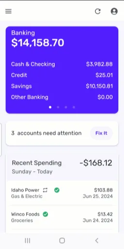 Simplifi mobile dashboard