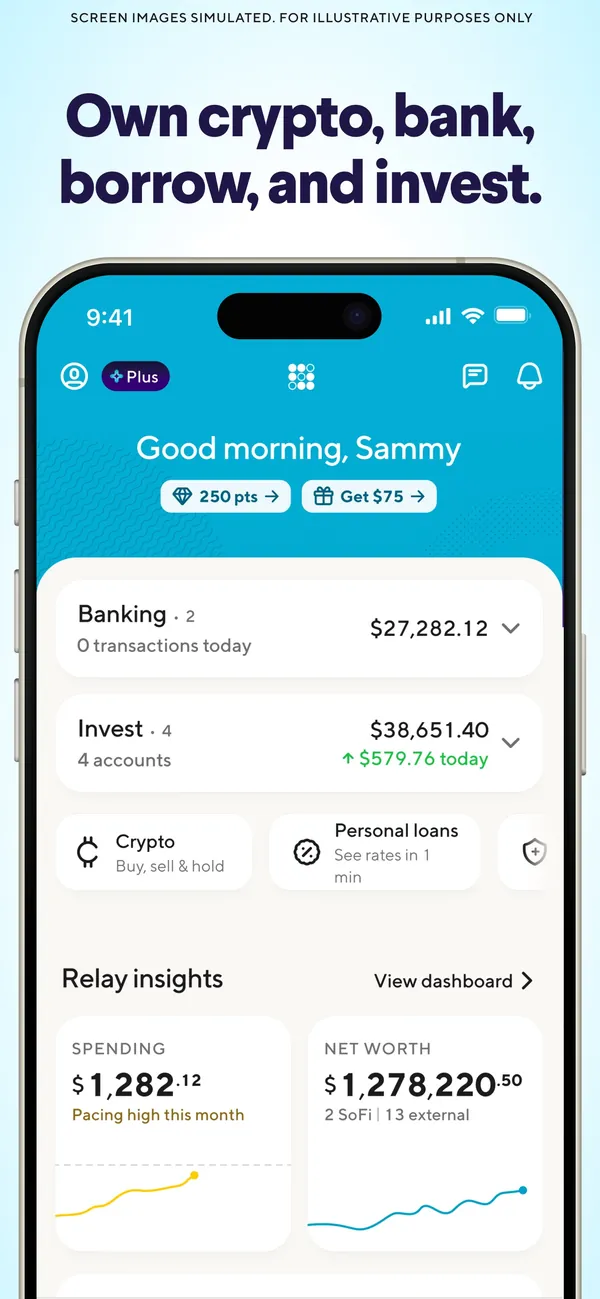 SoFi App Store image of the home screen