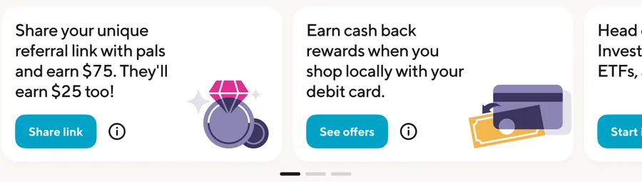 SoFi referral and cash back offer cards