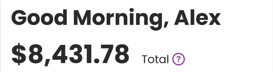 Greeting with $8,431.78 total