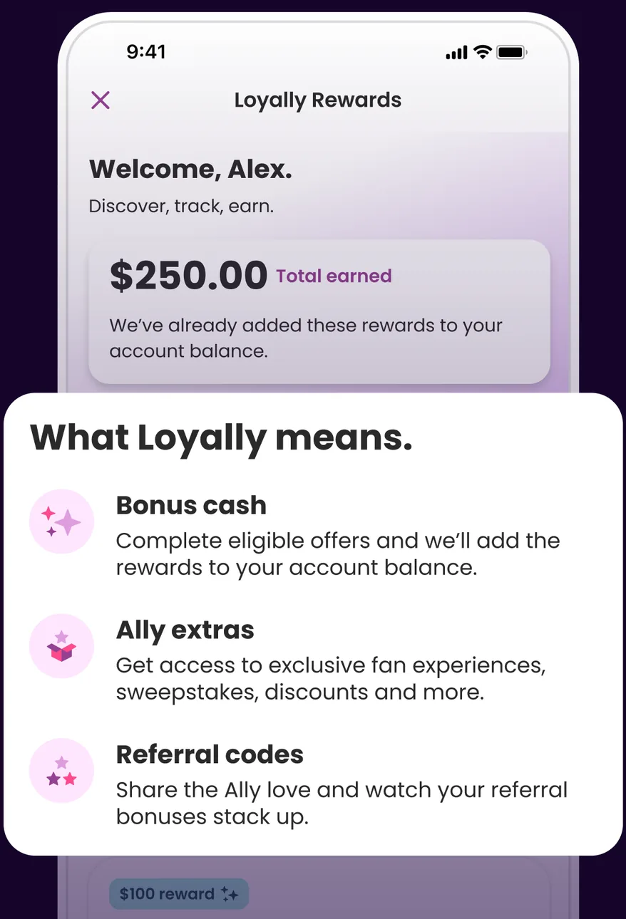 Ally Loyally rewards screen