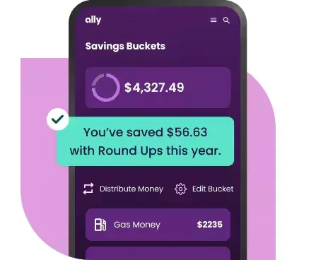 Ally savings buckets with Round Ups note