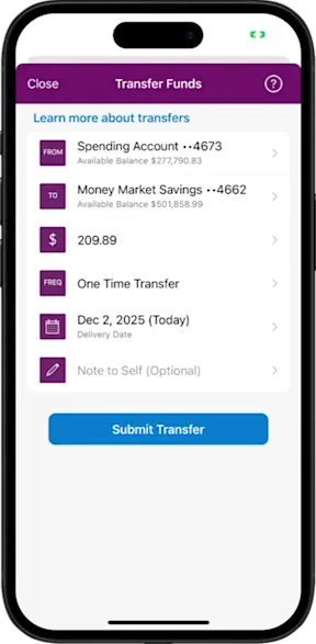 Ally Transfer Funds form