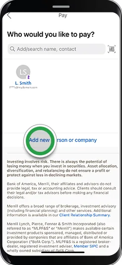 Bank of America Zelle recipient search