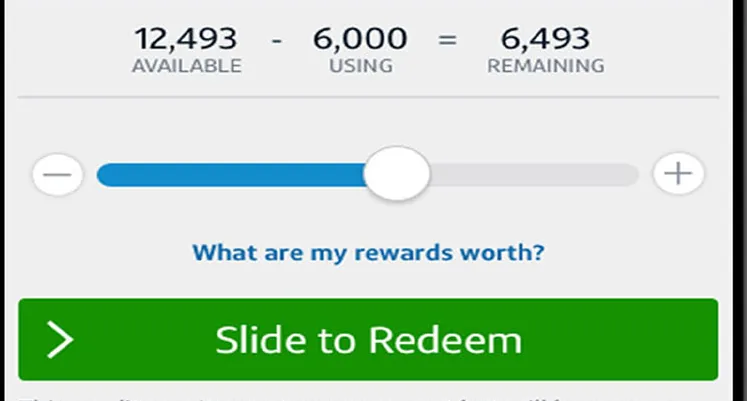 Rewards redeem slider