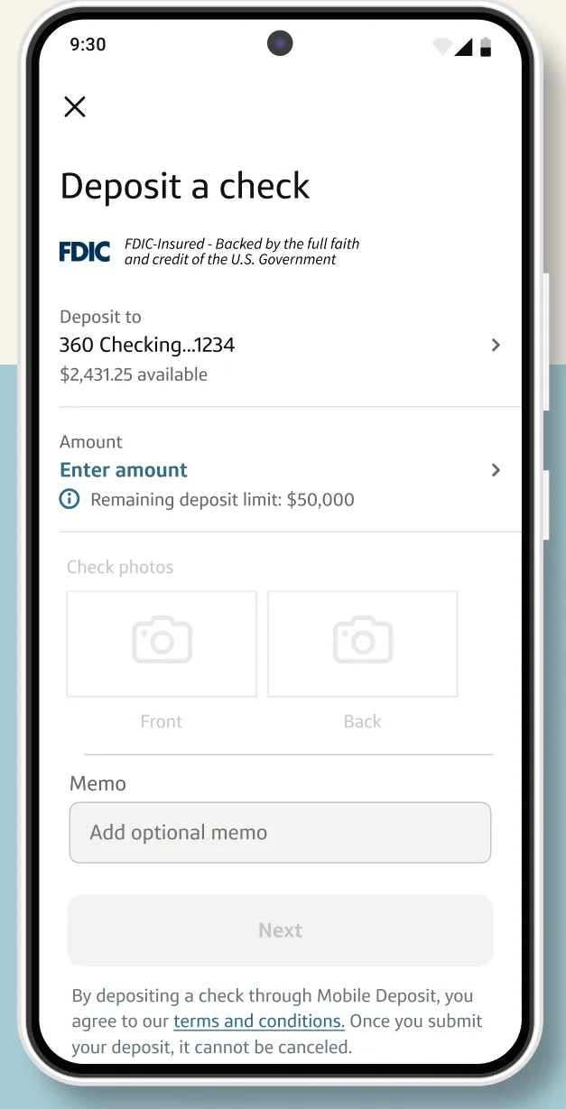 Capital One deposit a check form