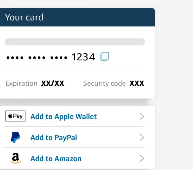 Virtual card number with wallet options