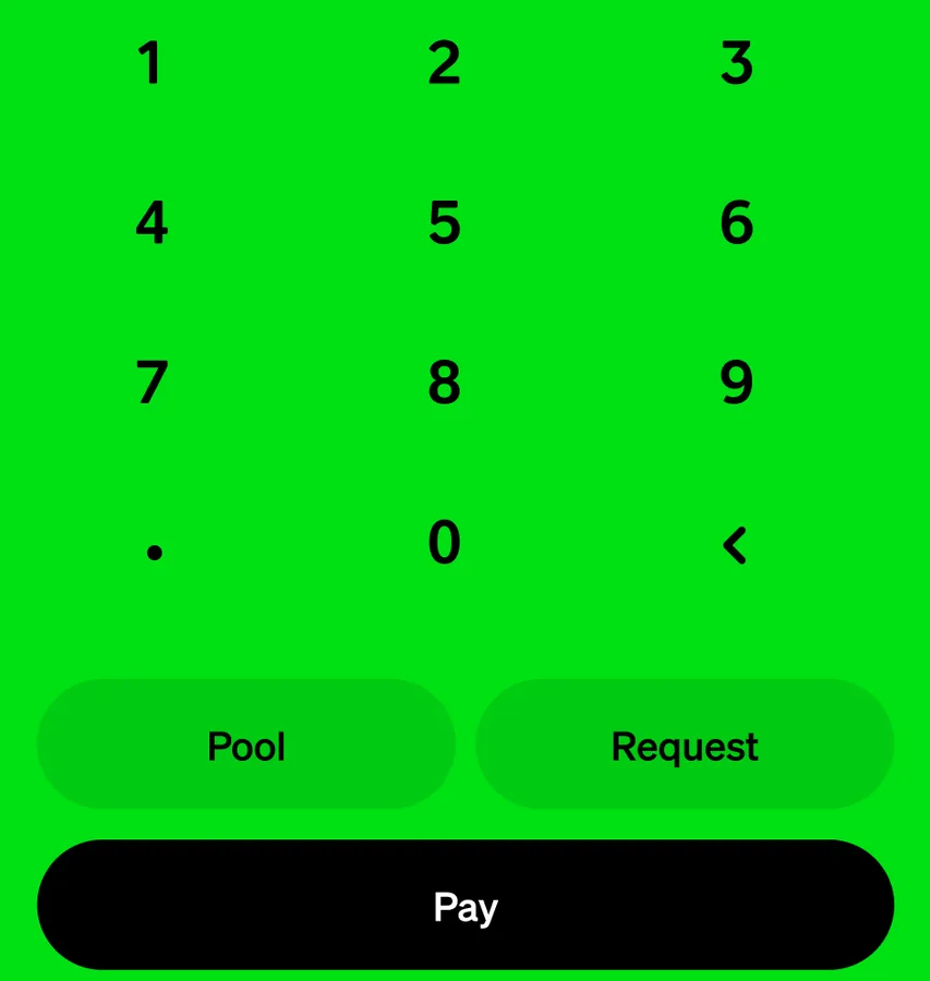 Keypad with Pool, Request and Pay buttons