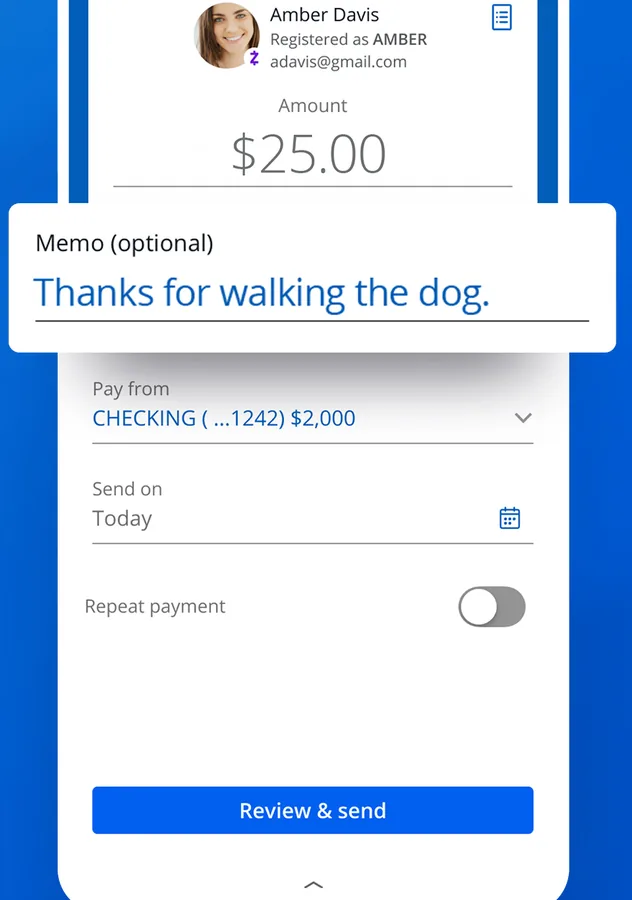 Send money form fields