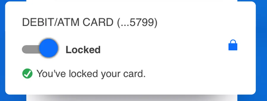 Card lock toggle set to Locked