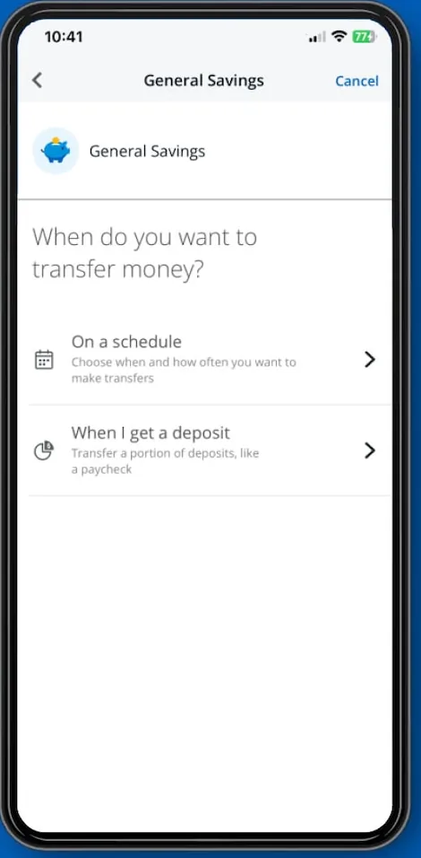 Chase Autosave transfer options
