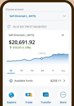 Chase self-directed investing account screen