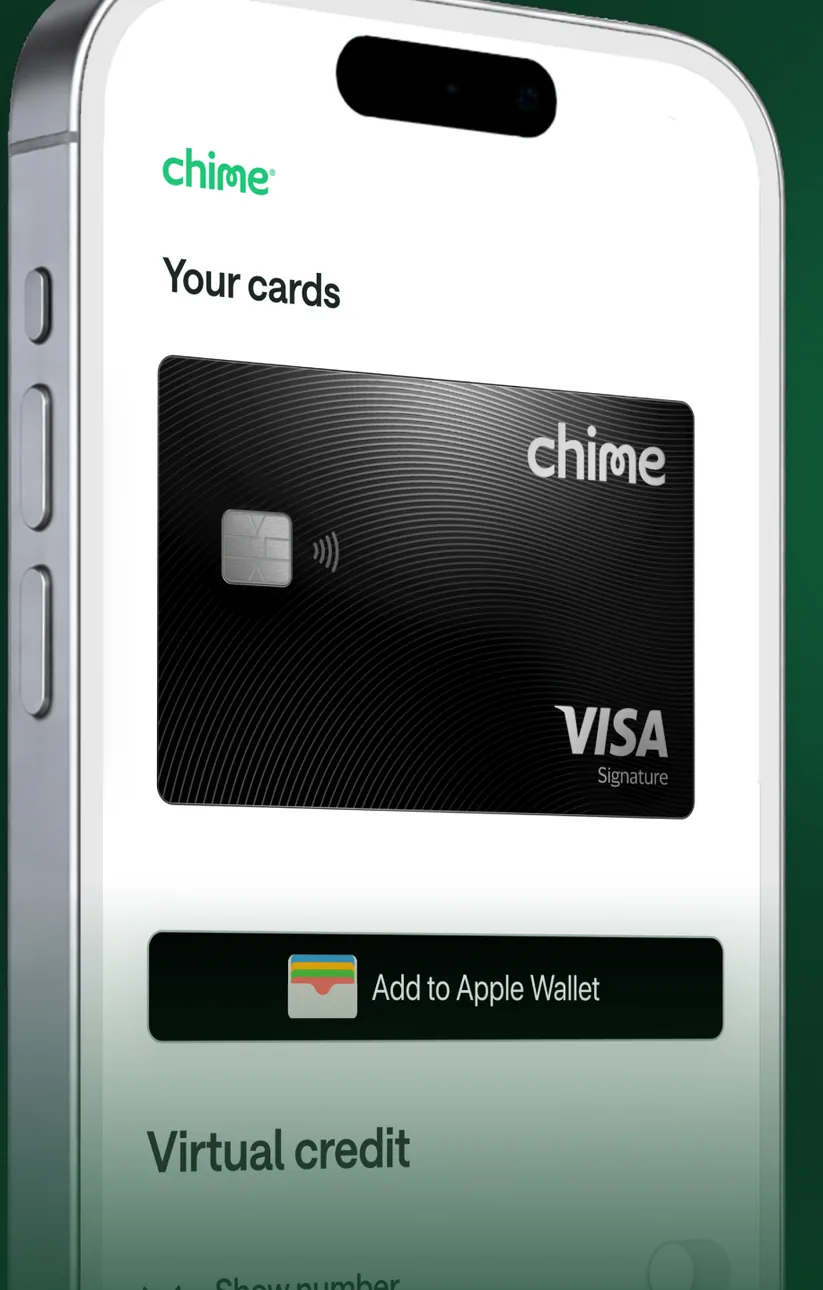 Chime Your cards screen