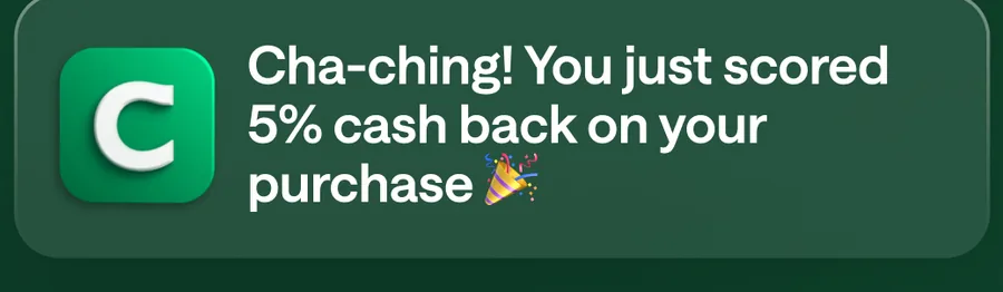 Chime cash back notification