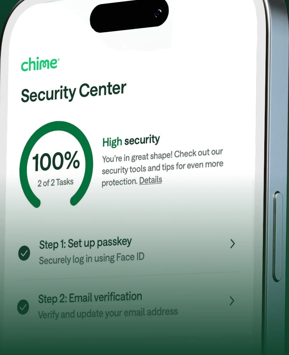 Chime Security Center screen