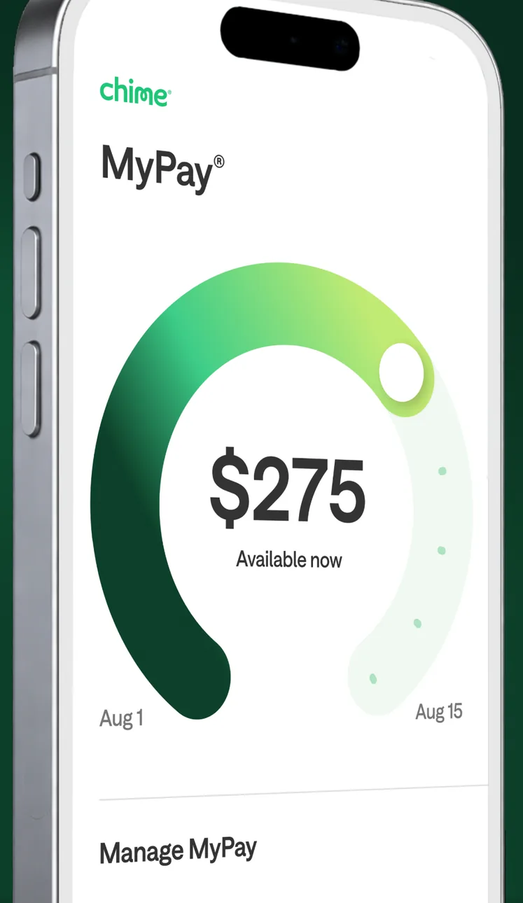 Chime MyPay screen with $275 available