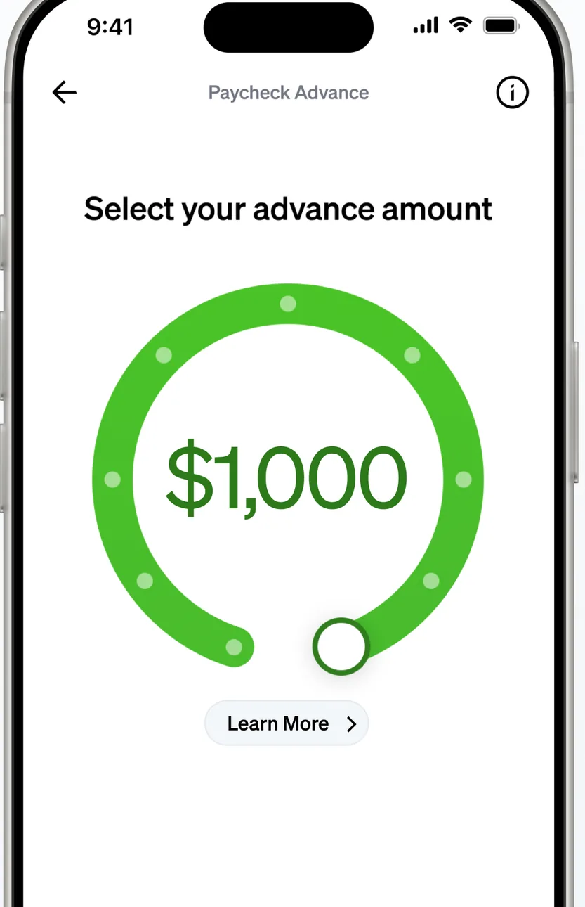 Current Paycheck Advance amount dial