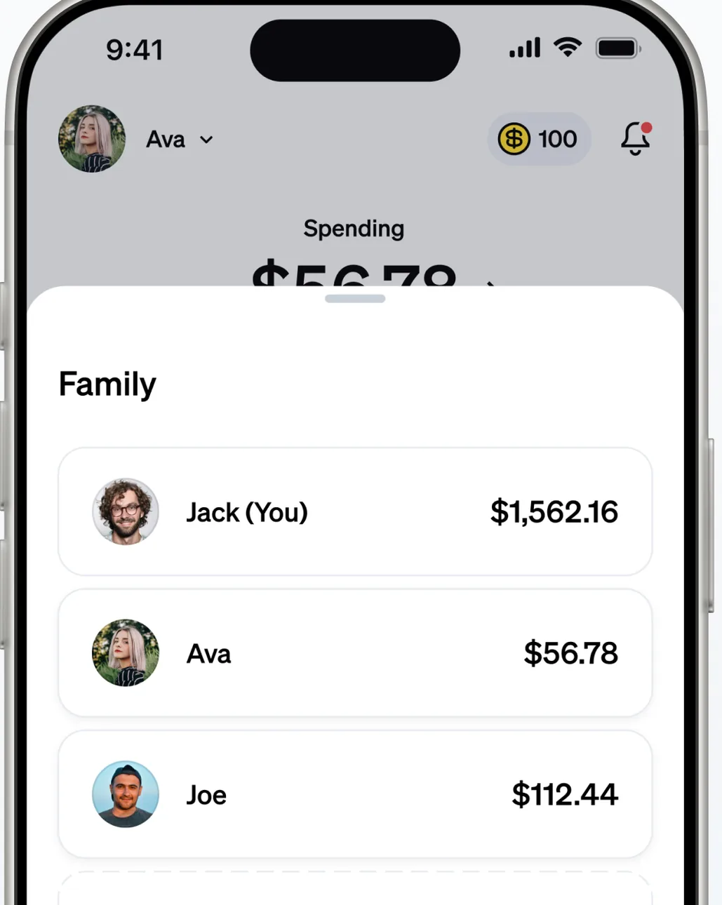 Current family accounts list for teens