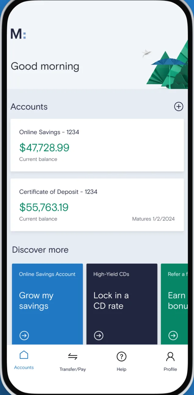 Marcus Android accounts home screen