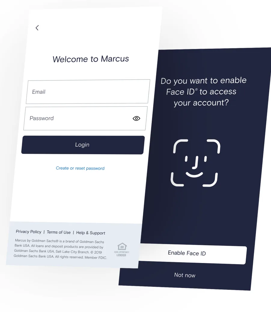 Marcus sign in and Face ID prompt