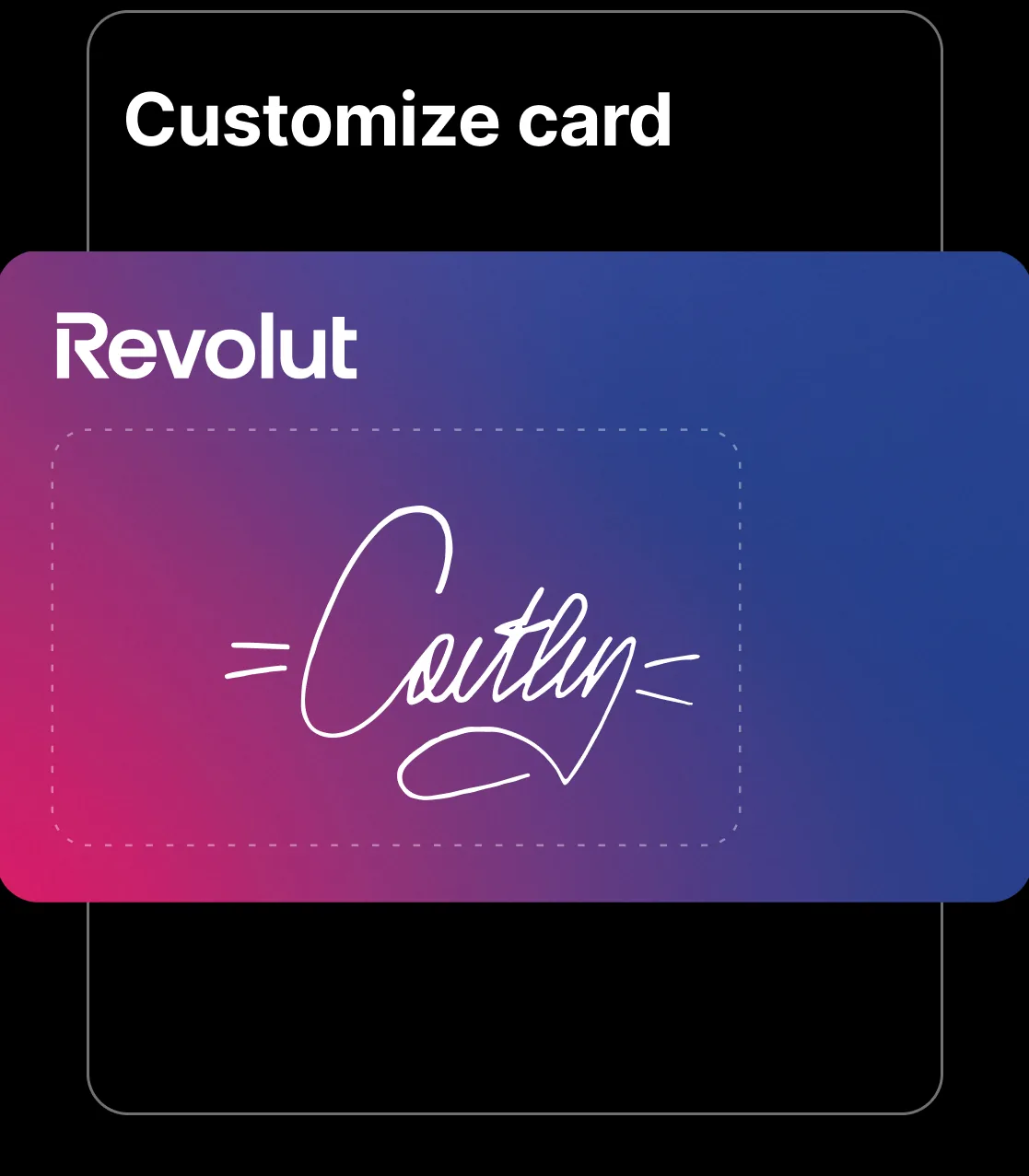 Revolut customize card screen