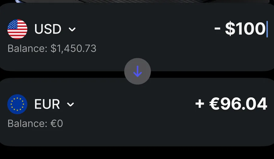 Revolut currency exchange rows USD to EUR