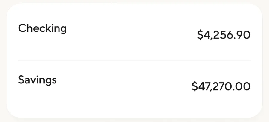 Checking and savings balances