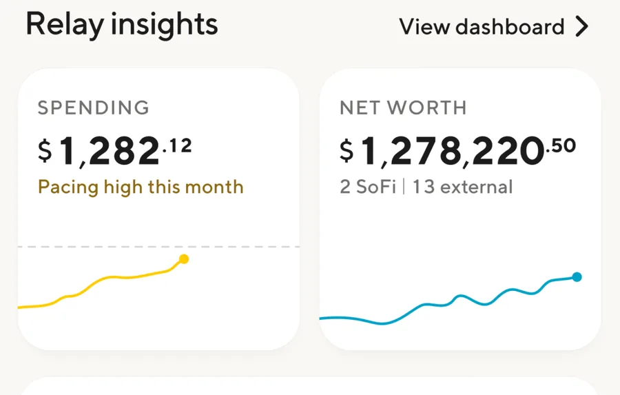 Spending and net worth insight tiles