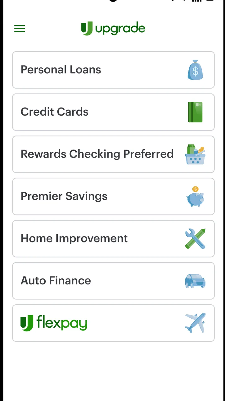 Upgrade app product menu