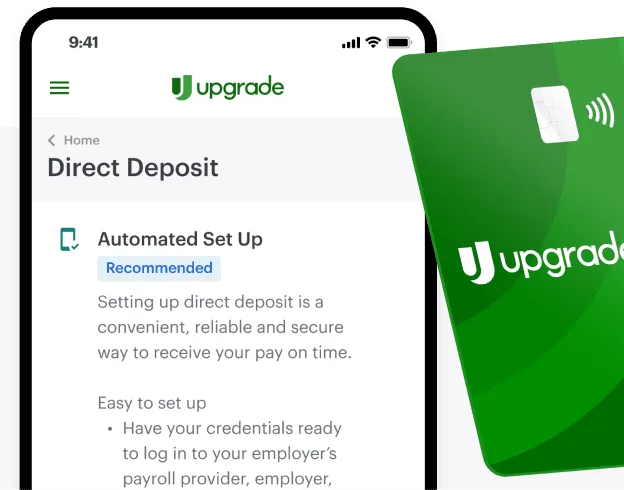 Upgrade direct deposit setup screen