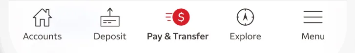 Bottom navigation bar with five tabs