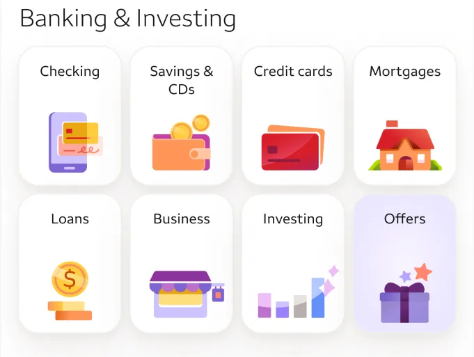 Banking and investing product icons