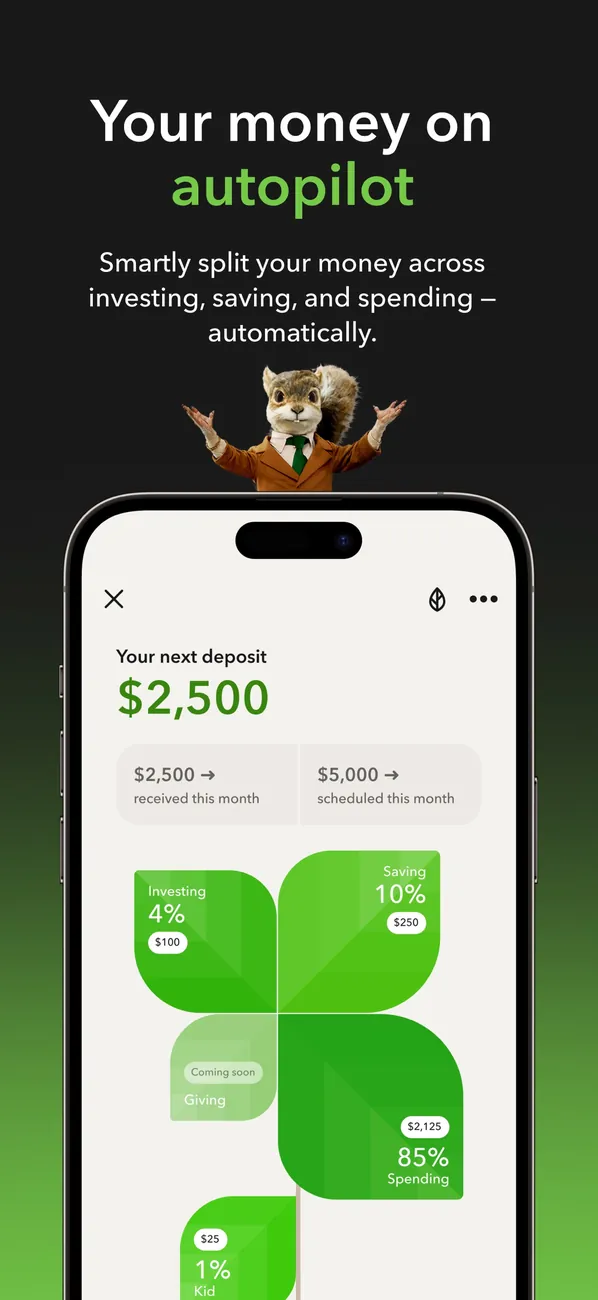Acorns App Store image of a deposit split