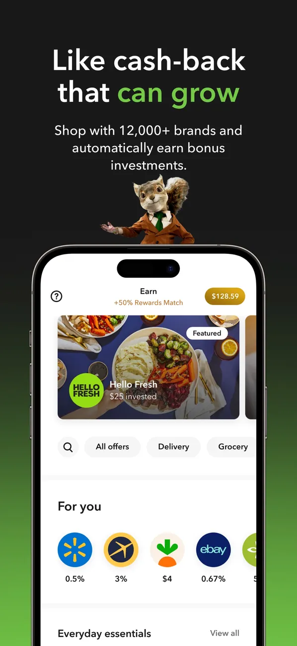 Acorns App Store image of the Earn screen