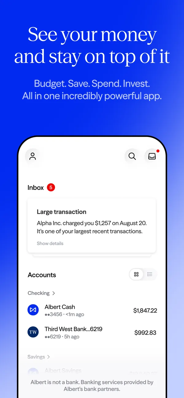 Albert App Store image of the home screen