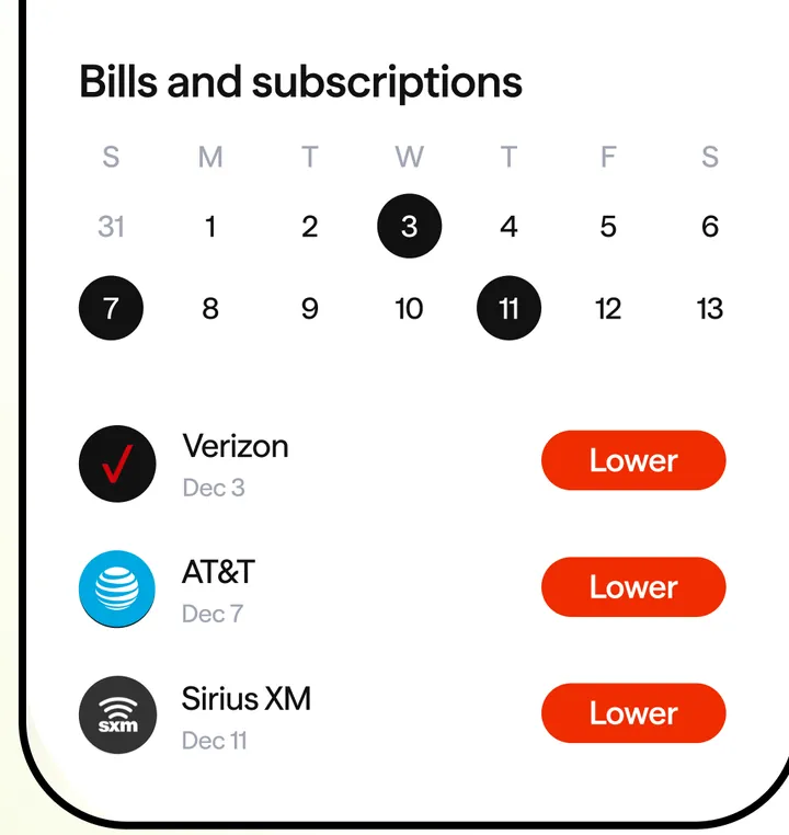 Albert bills and subscriptions calendar