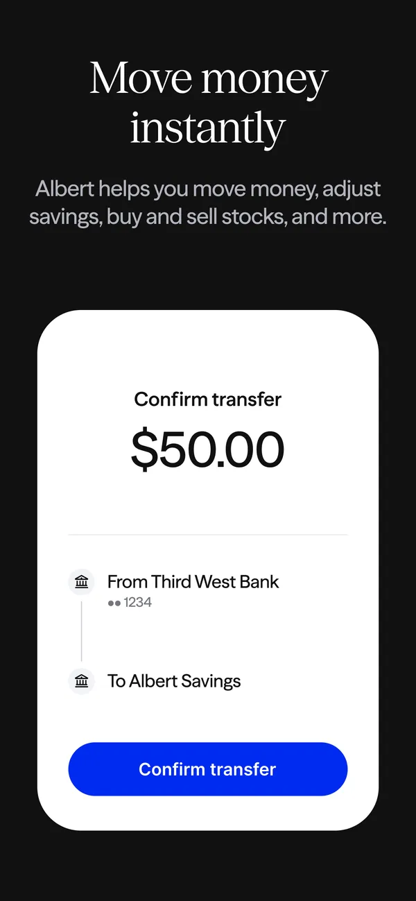 Albert App Store image of a transfer