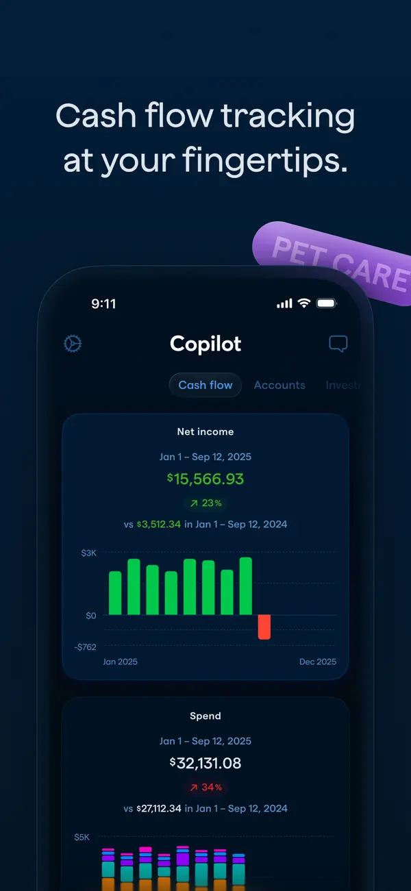 Copilot App Store image of the Cash flow tab