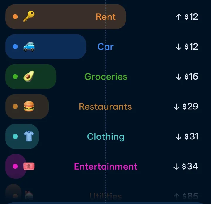 Copilot budget category list