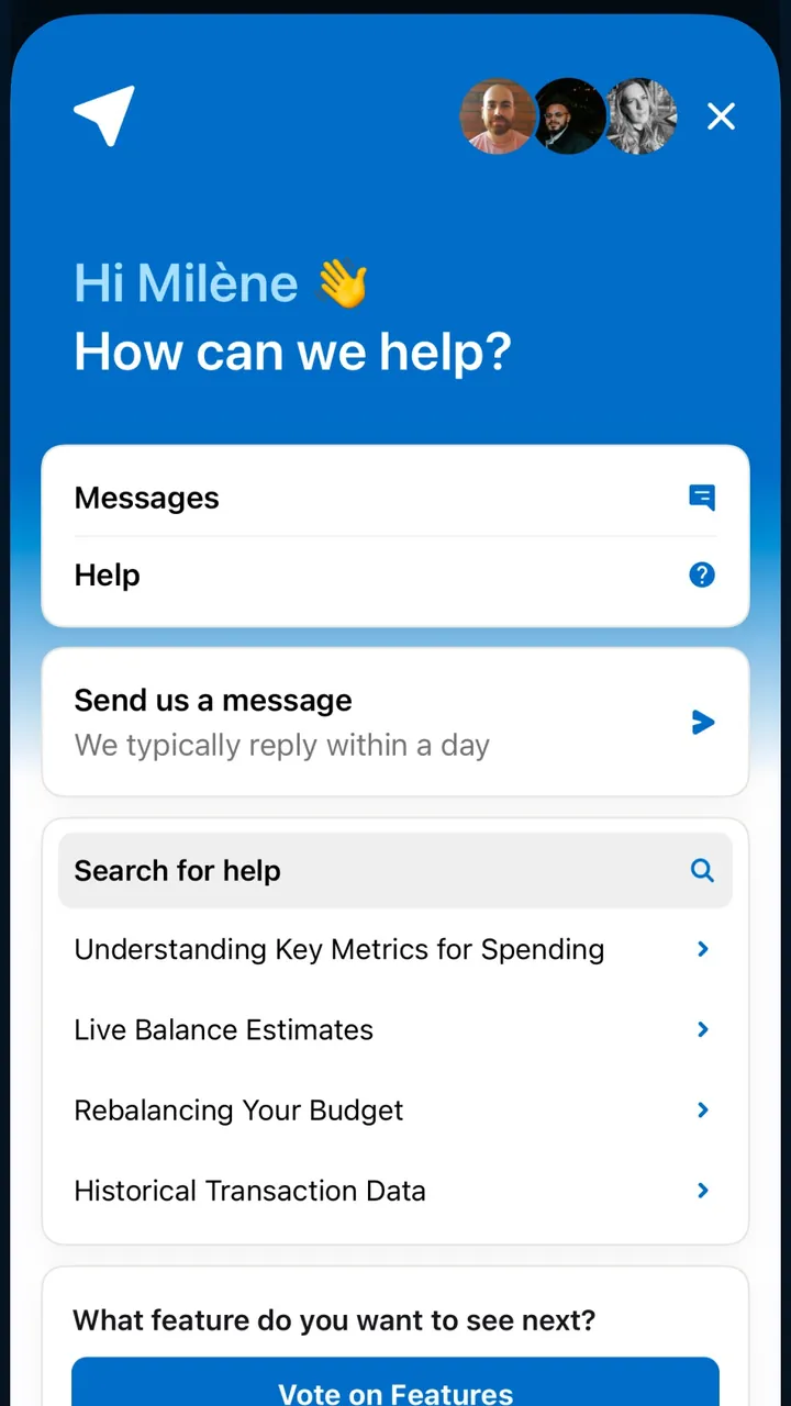 Copilot in-app help screen