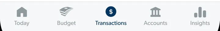 EveryDollar bottom tab bar