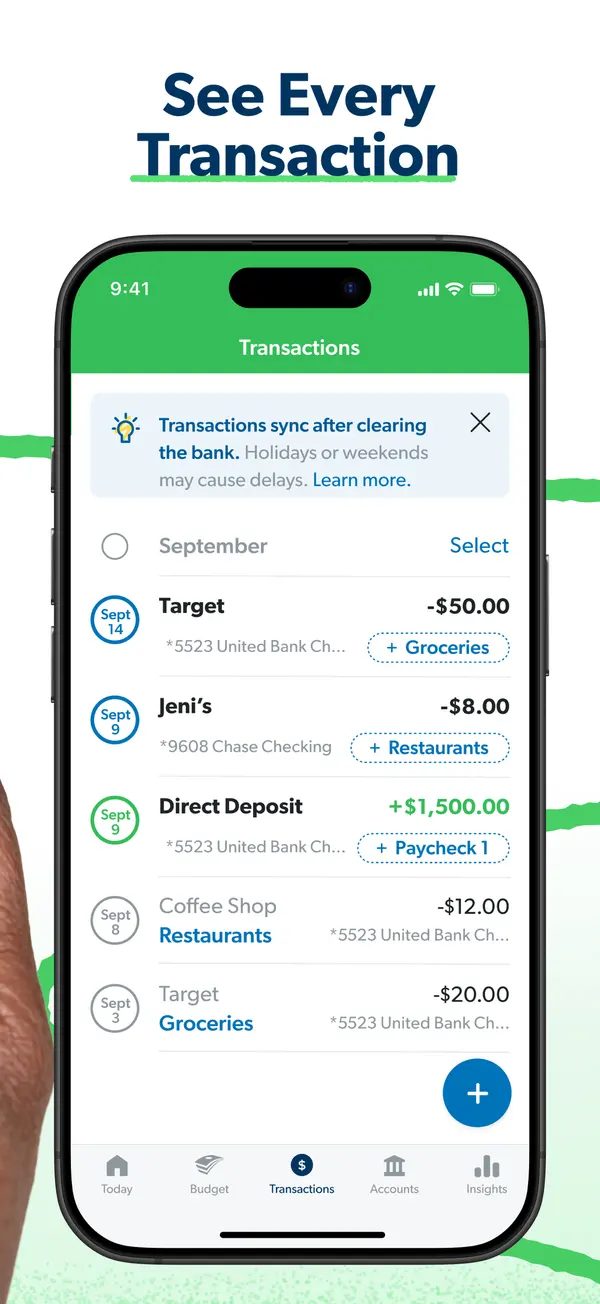 EveryDollar App Store image of the Transactions screen