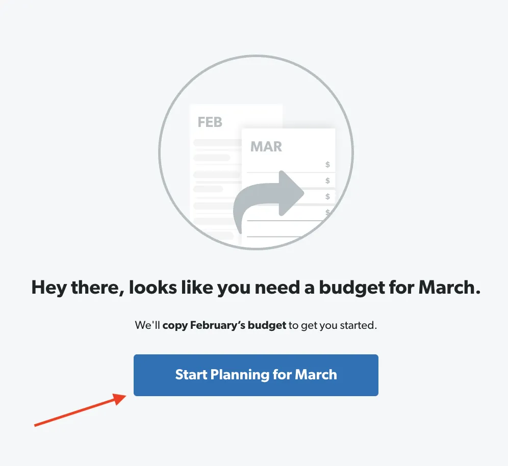 EveryDollar new month budget prompt