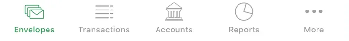 Goodbudget bottom tab bar
