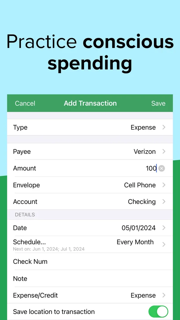 Goodbudget App Store image of Add Transaction